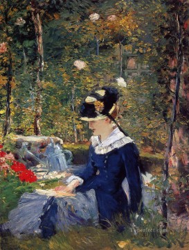 エドゥアール・マネ Painting - 庭にいる若い女性 エドゥアール・マネ